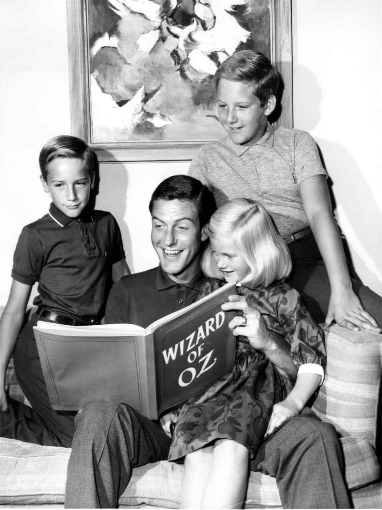 Dick Van Dyke with his children, from left, Barry Van Dyke, Stacy Van Dyke, and Chris Van Dyke, 1961