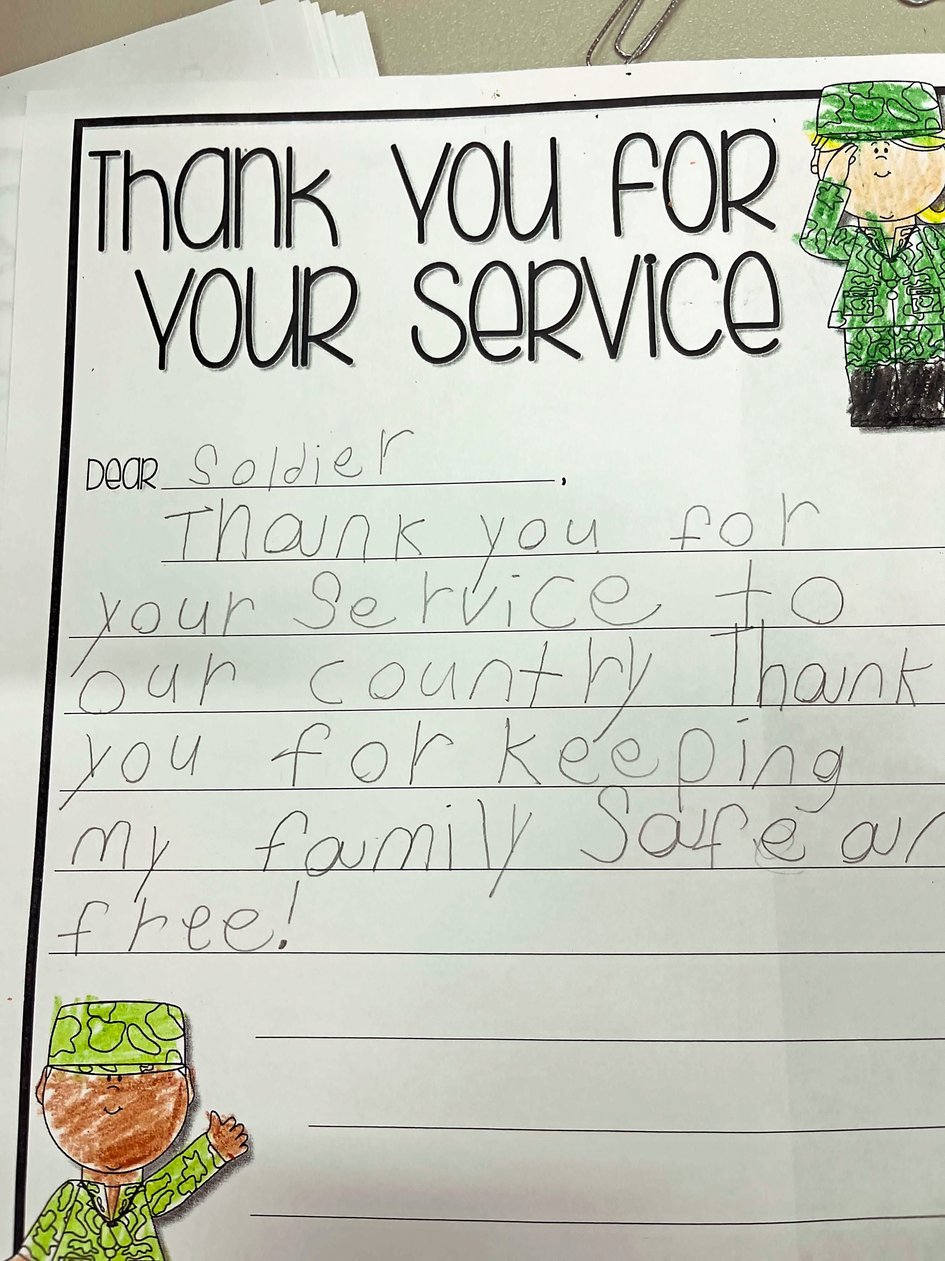 Heidi's students love writing letters to the troops overseas