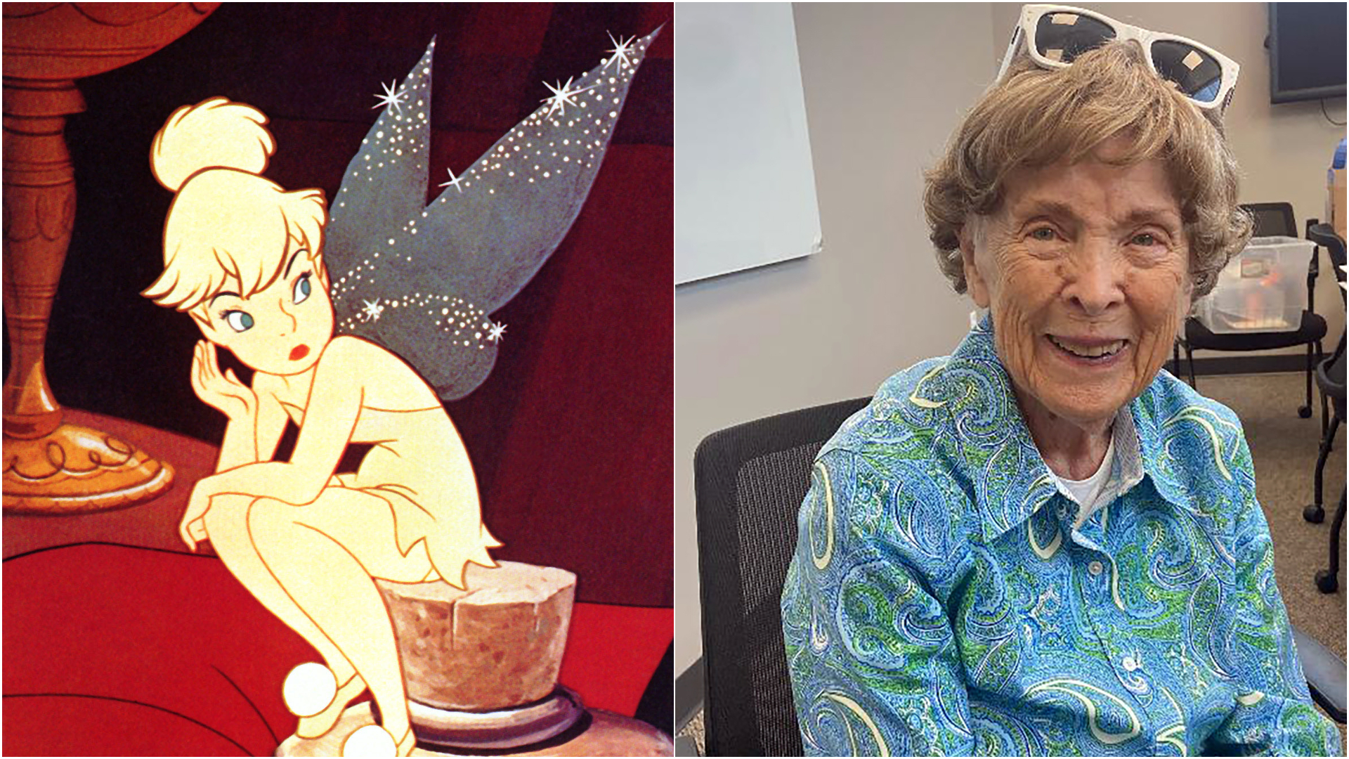 L-R: Tinker Bell and actress Margaret Kerry