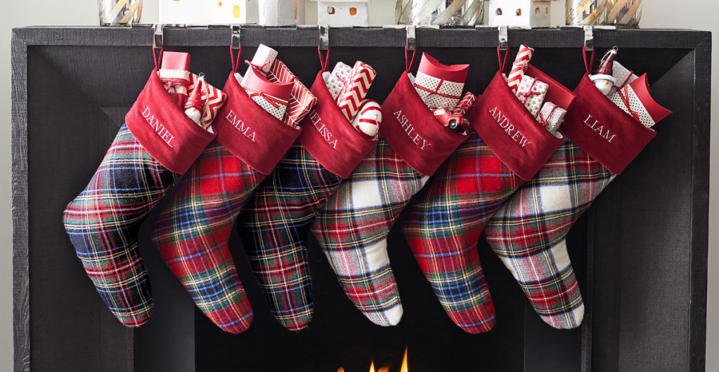 Pottery Barn plaid stockings