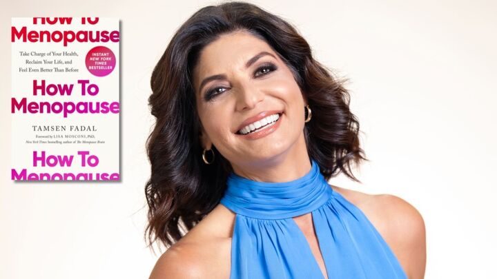 Tamsen Fadal with her book How To Menopause