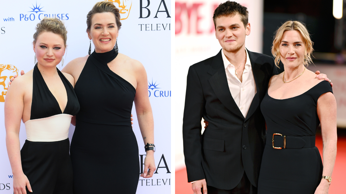 Kate Winslet and Mia Threapleton, 2023 ; Kate Winslet and Joe Anders, 2025