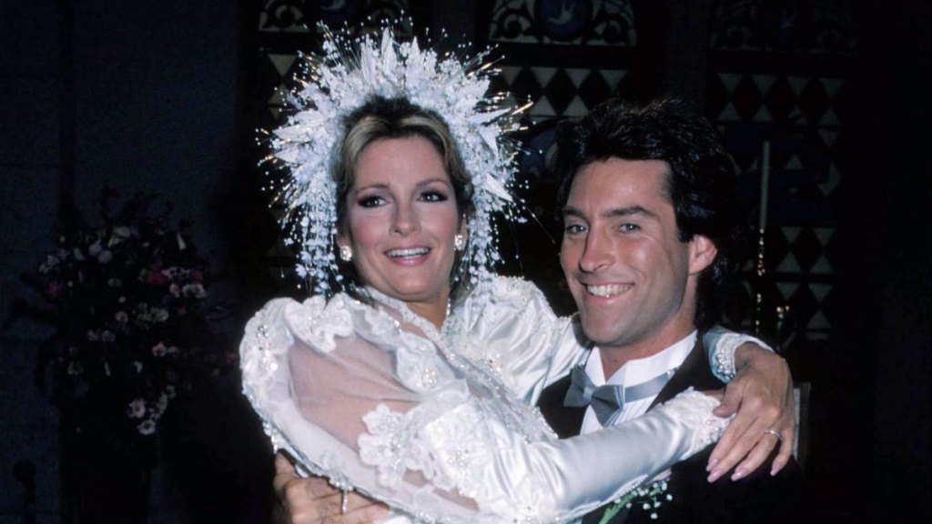 Deidre Hall and Drake Hogestyn in their 1986 Days of Our Lives wedding
