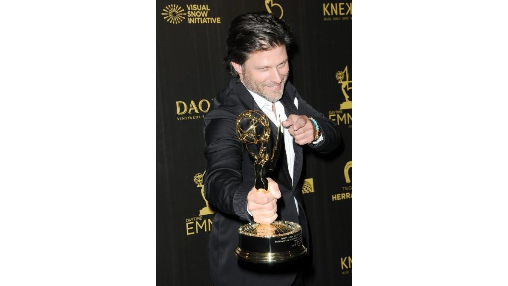 eg Vaughan celebrates his Supporting Actor win at the 45th annual Daytime Emmy Awards in 2018