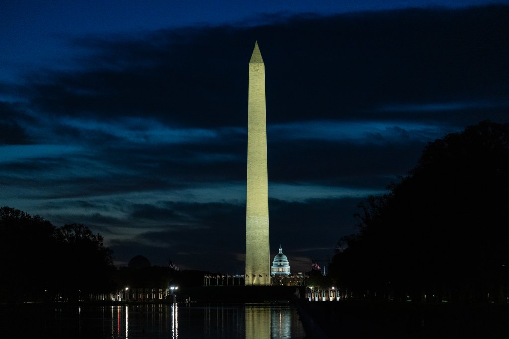 The U.S. Capitol building and Washington Monument pictured in 2025