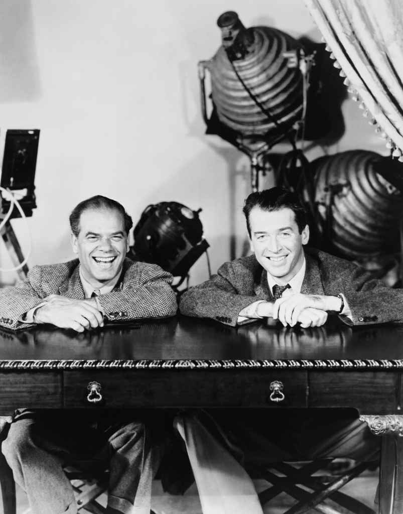 Frank Capra and James Stewart on the set of It's a Wonderful Life