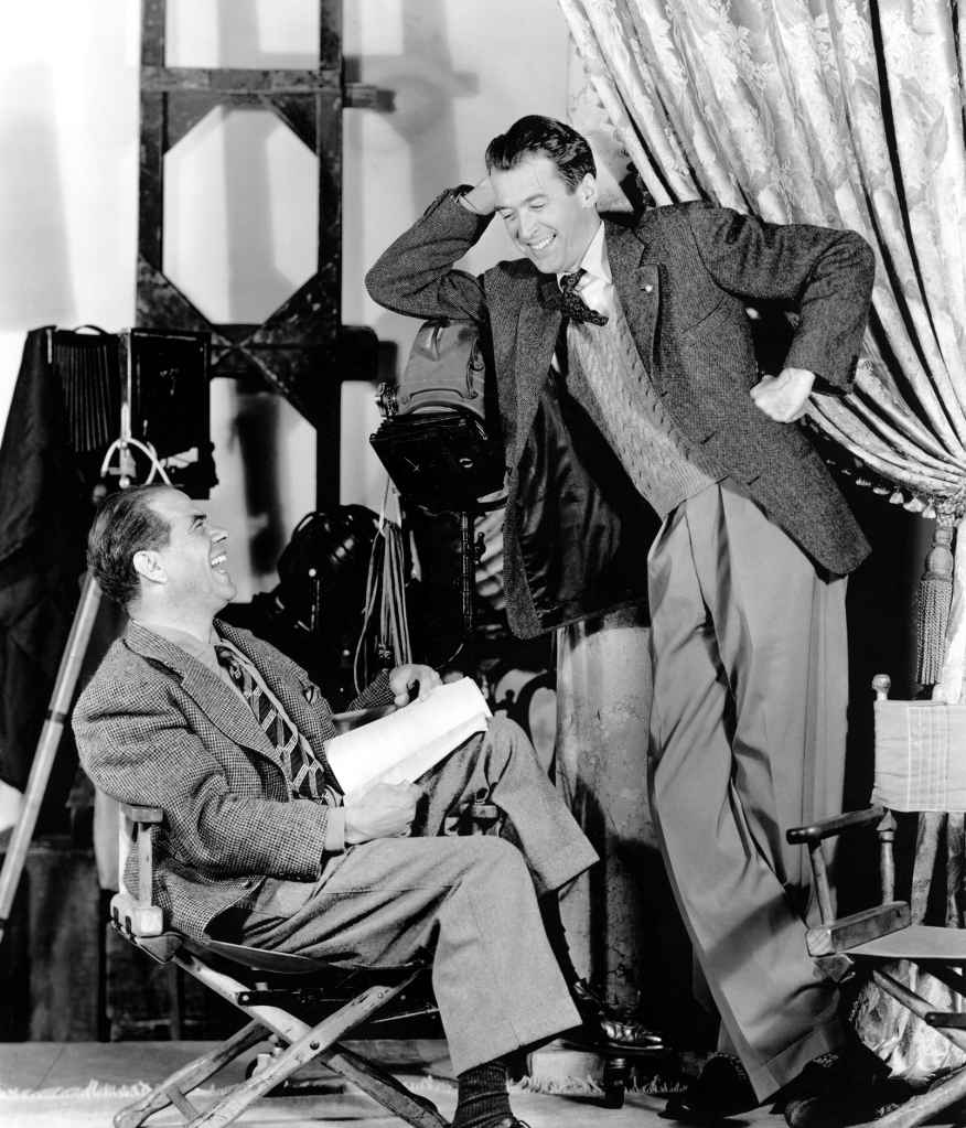 Frank Capra and James Stewart on the set of It's a Wonderful Life