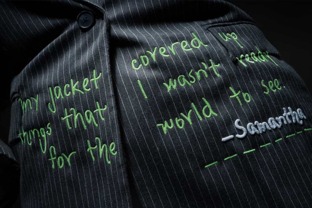 An embroidered jacket from the Changing the Thread Collection