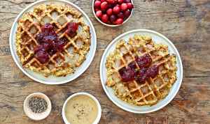 Leftover Stuffing Waffles