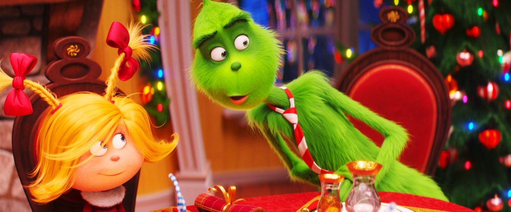 THE GRINCH, (aka DR. SEUSS' THE GRINCH), from left: Cindy Lou Who (voice: Cameron Seely), The Grinch (voice: Benedict Cumberbatch), 2018.