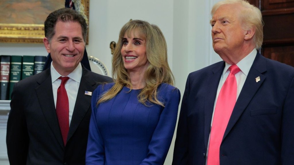 Michael Dell, Susan Dell and President Donald Trump in December 2025