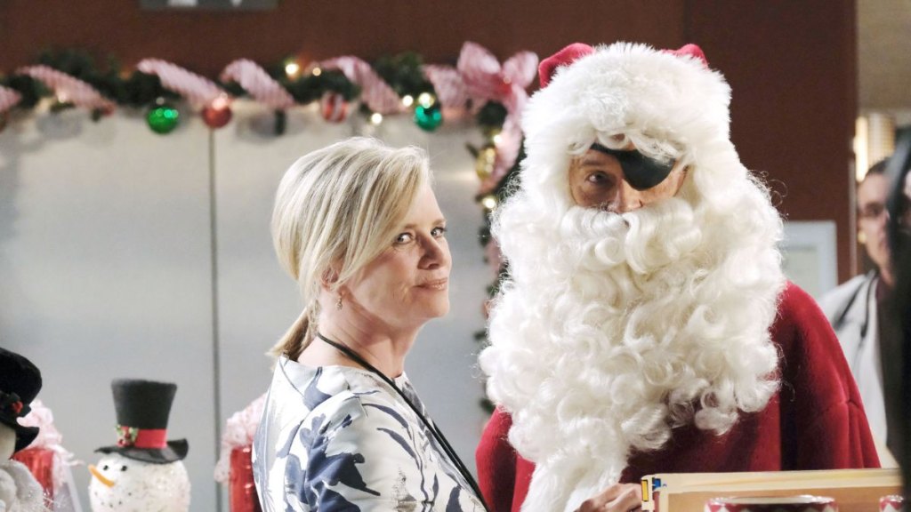 Stephen Nichols as ‘Days’ Patchy Claus with costar Mary Beth Evans’ Kayla in 2020