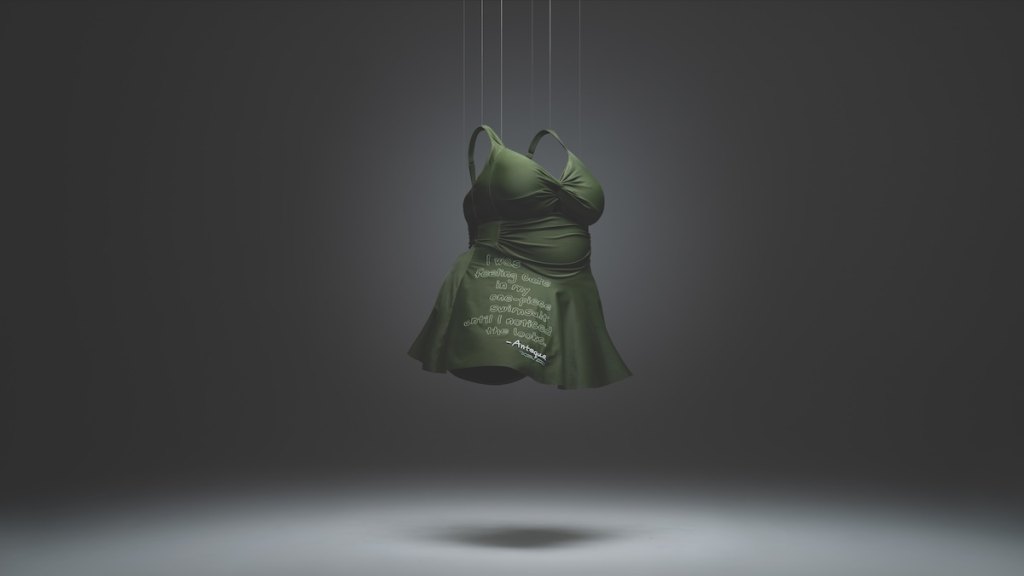 An embroidered swimsuit from the Changing the Thread Collection