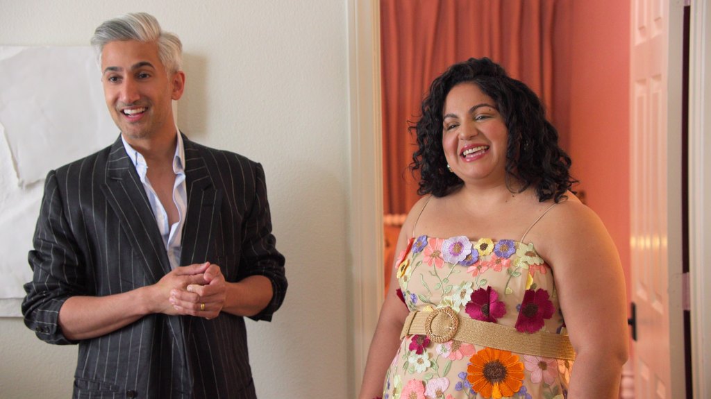 Tan France with Sara Ralda, one of his subjects in Queer Eye season 9 (2024)