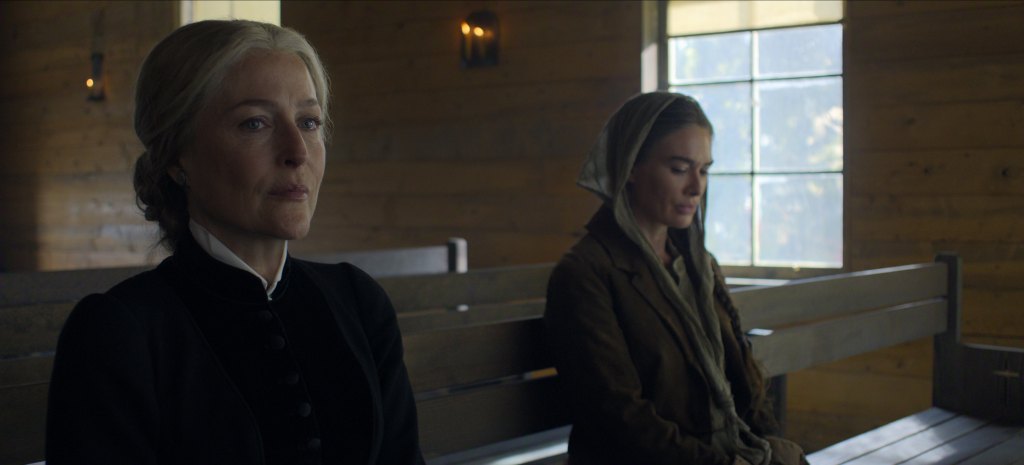 Gillian Anderson as Constance Van Ness and Lena Headey as Fiona Nolan, The Abandons, 2025