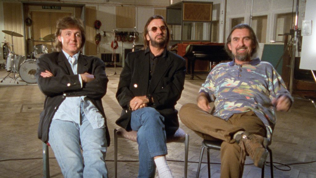 Paul McCartney, Ringo Starr and George Harrison in 'The Beatles Anthology'