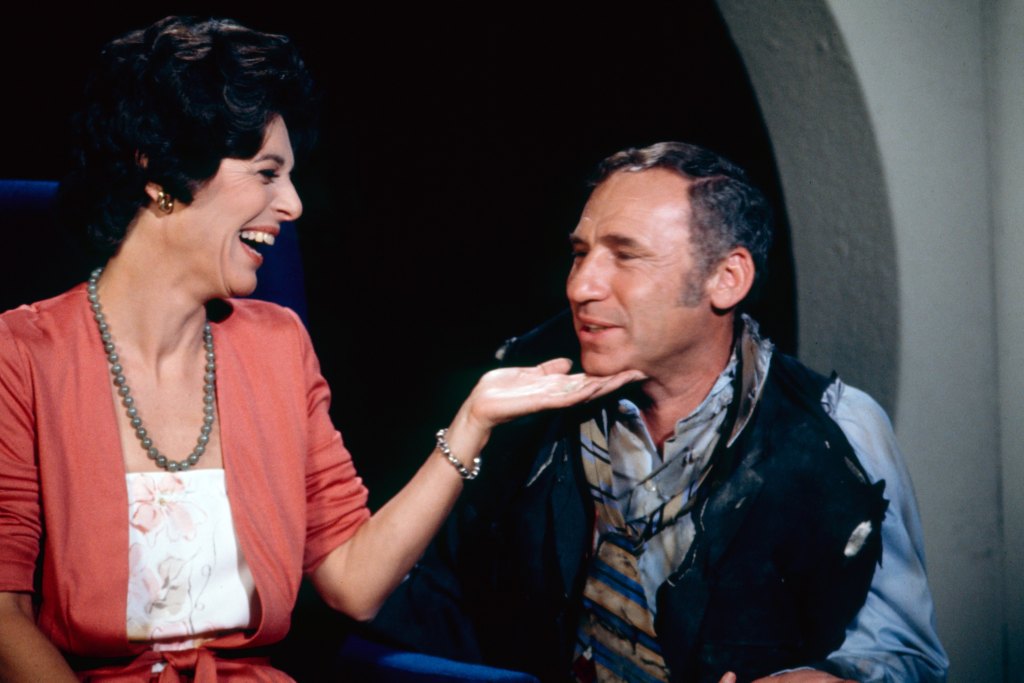Anne Bancroft and Mel Brooks on the set of the 1974 TV special Annie and the Hoods