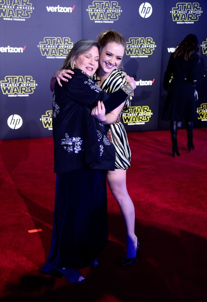 Billie Lourd and Carrie Fisher at the premiere of Star Wars: The Force Awakens in 2015
