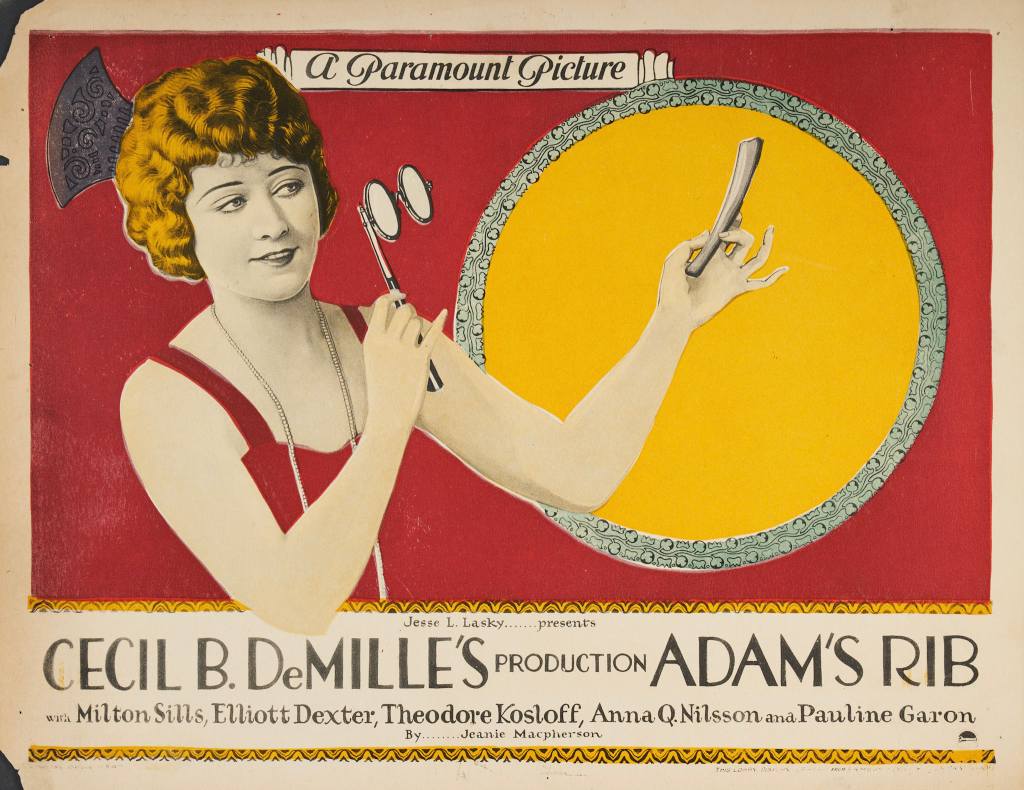 A poster for Adam's Rib, a 1923 silent film written by Jeanie MacPherson