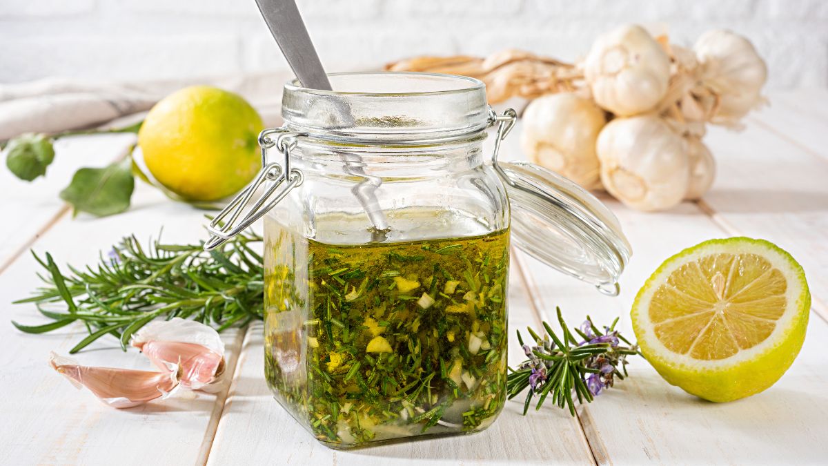 Fresh Salad Dressing with Rosemary Garlic and Lemon