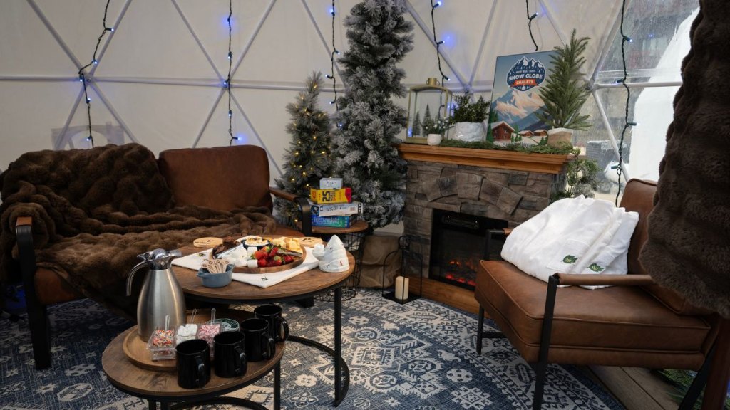 Inside the snow chalet