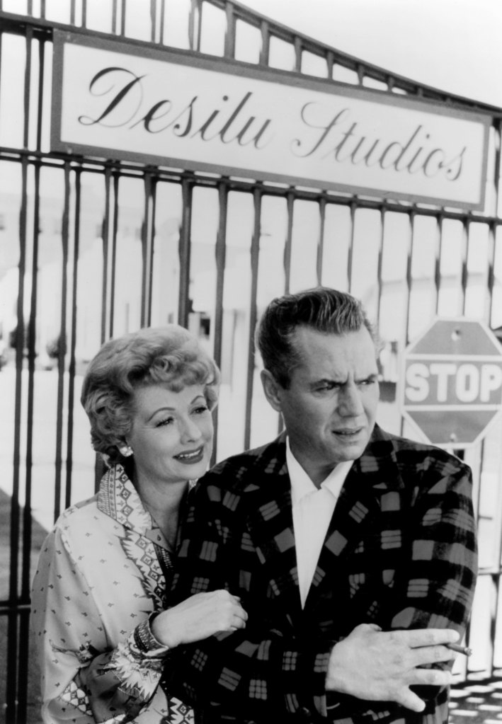 Lucille Ball, left, and Desi Arnaz, at Desilu Studios in Culver City, California, which they bought in 1956 