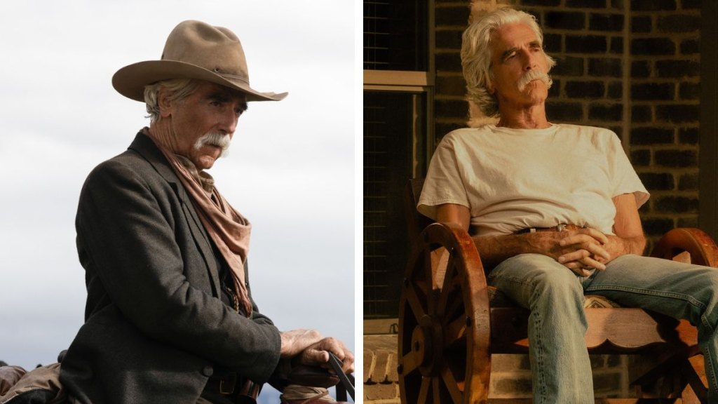 Left: Sam Elliott in '1883': Right Sam Elliott in 'Landman'