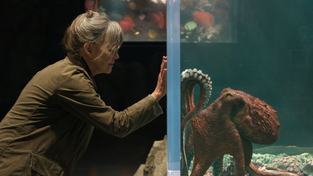 Sally Field and Marcellus the octopus in Remarkably Bright Creatures