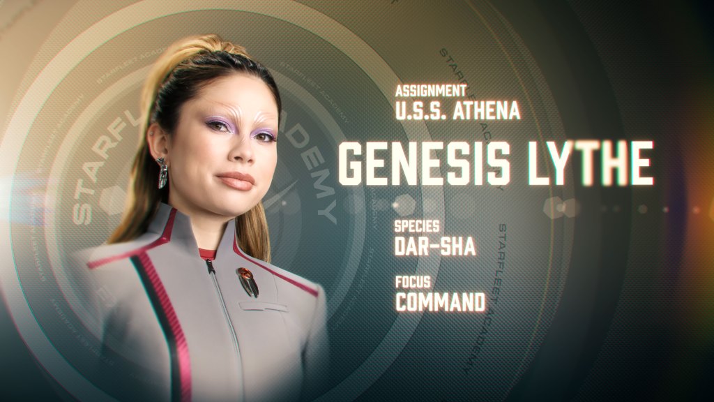 Bella Shepard as Genesis Lythe in art for season 1 of Star Trek: Starfleet Academy. Streaming on Paramount+.