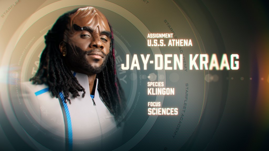 Karim Diané as Jay-Den Kraag in art for season 1 of Star Trek: Starfleet Academy. Streaming on Paramount+. 