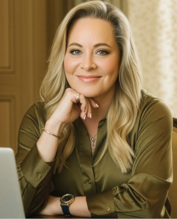 Theresa Bruno next to her laptop
