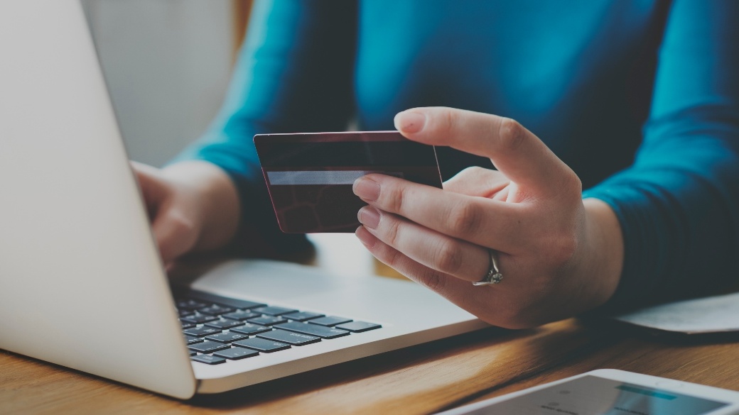 Woman online shopping