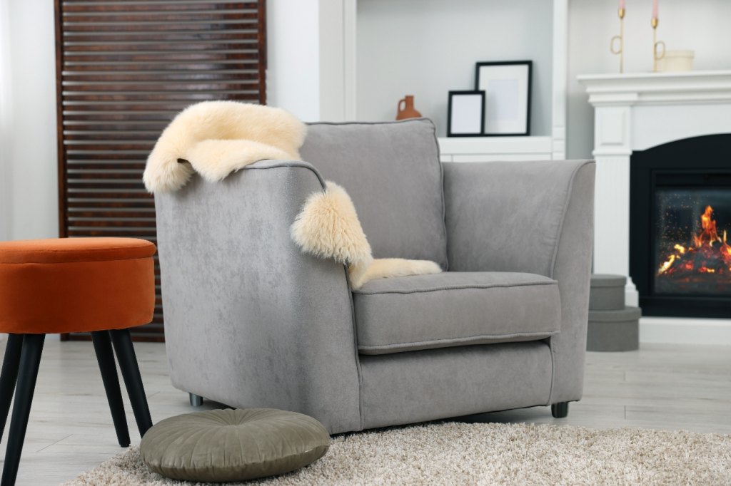 Faux sheepskin on a chair