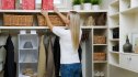 woman organizing closet