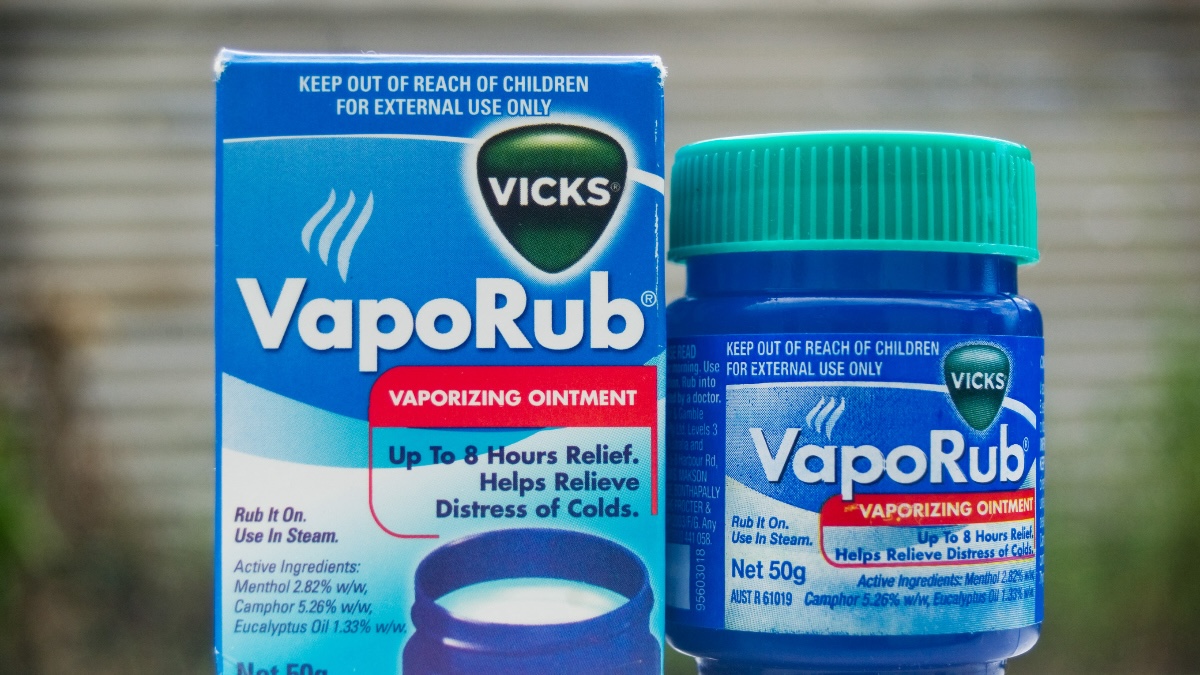 Vicks VapoRub beside a box of the product