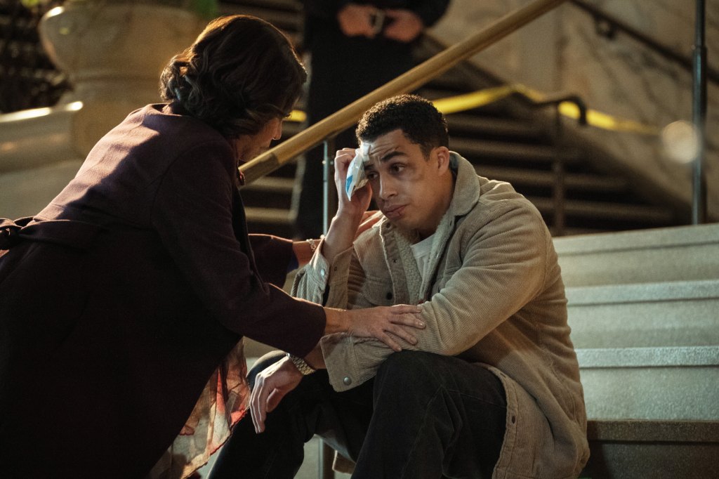 Gloria Reuben as Mae Silver and Marcus Scribner as Jonah Silver in 'Boston Blue'
