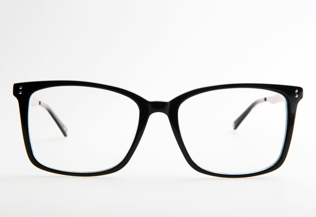 Black framed glasses