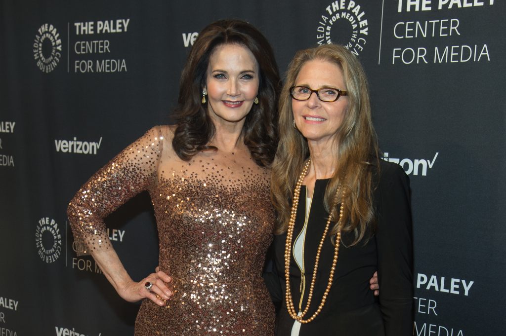 Actresses Lynda Carter (L) and Lindsay Wagner attend The Paley Honors: Celebrating Women In Television at Cipriani Wall Street on May 17, 2017 in New York City.
