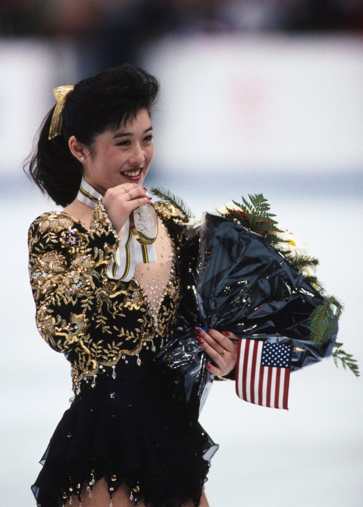 Kristi Yamaguchi with her gold medal at the 1992 Winter Olympics