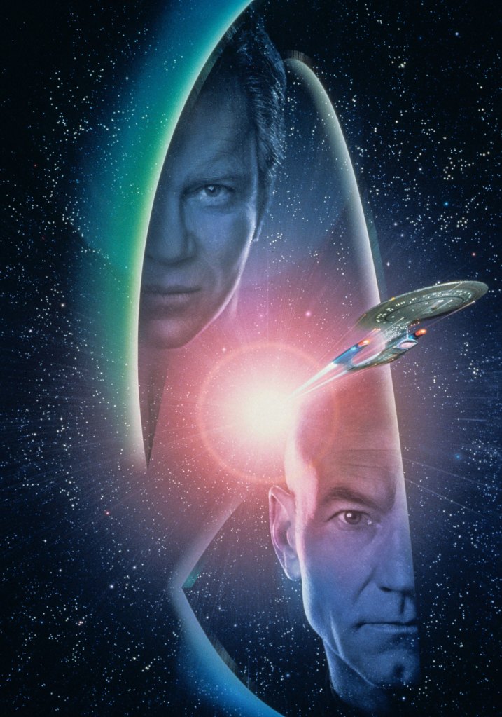STAR TREK: GENERATIONS, key art, top left: William Shatner, bottom right: Patrick Stewart, 1994. 