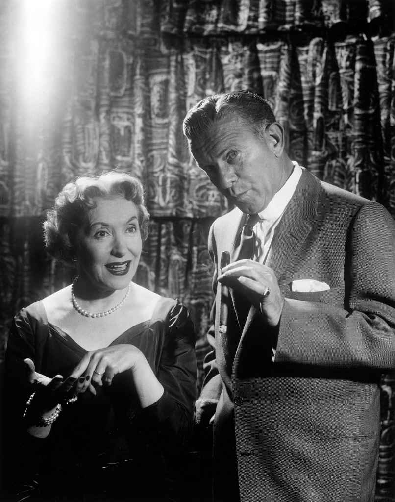 From left: Gracie Allen, George Burns, 1954.
