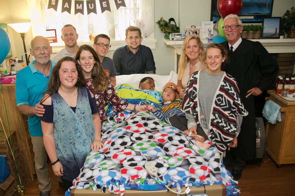 All of the Salcherts love on their new family members