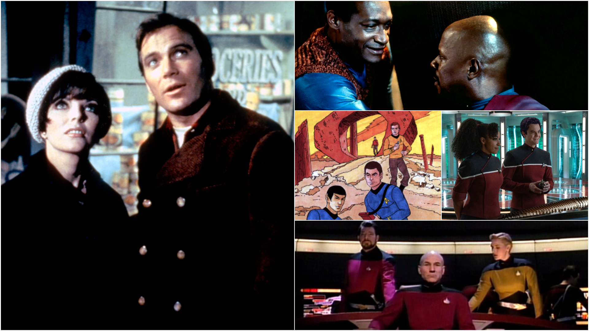 Clockwise from left: The Original Series, Deep Space Nine, The Next Generation and The Animated Series