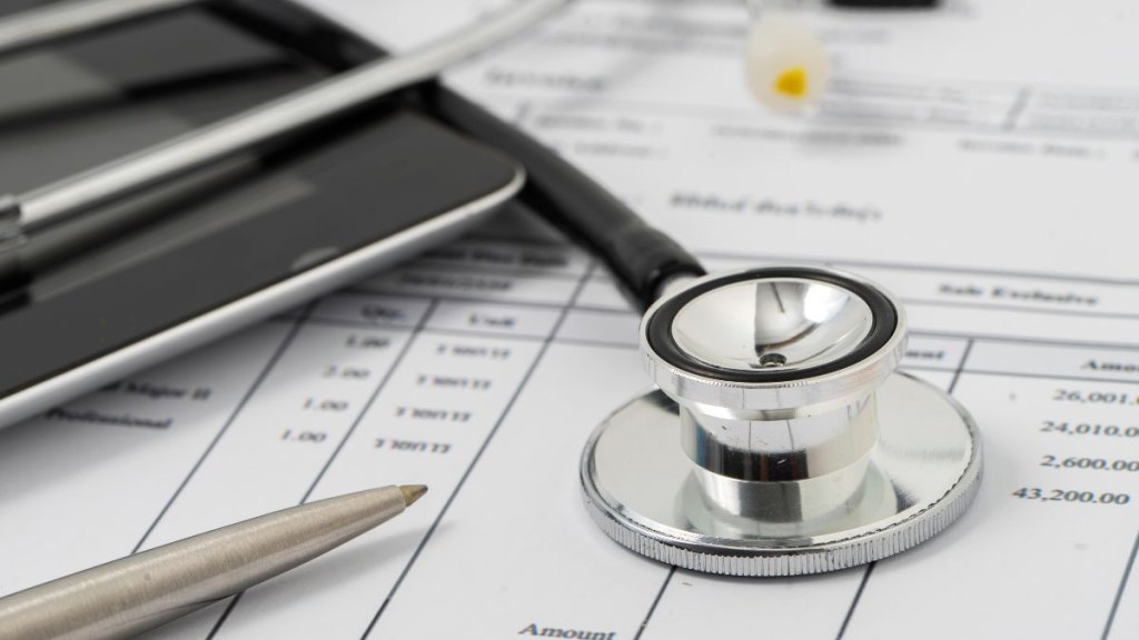Stethoscope with financial statement
