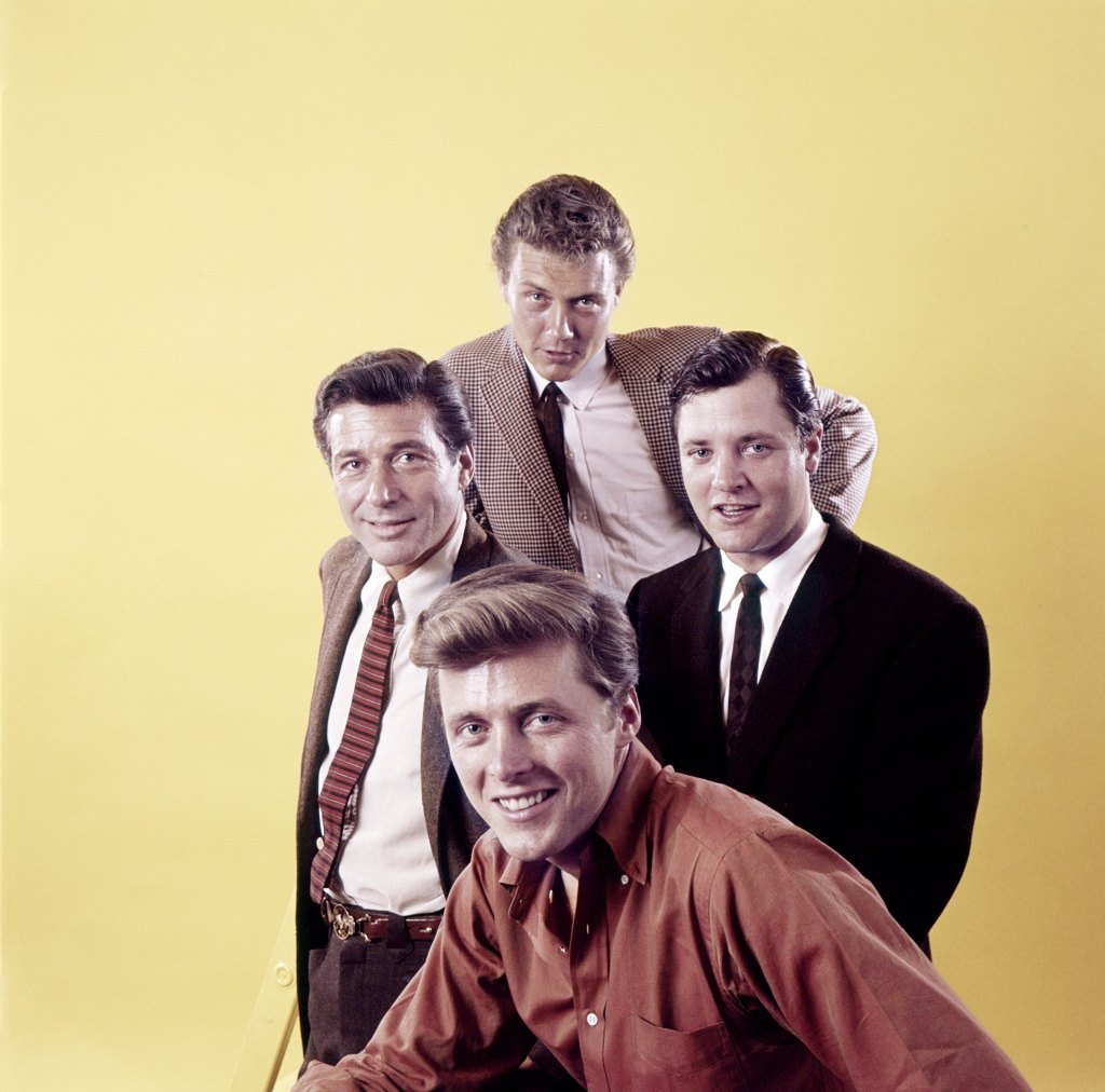 77 SUNSET STRIP, clockwise from front, Edd Byrnes, Efrem Zimbalist, Jr., Roger Smith, Richard Long, 1958-64 (1960 photo).