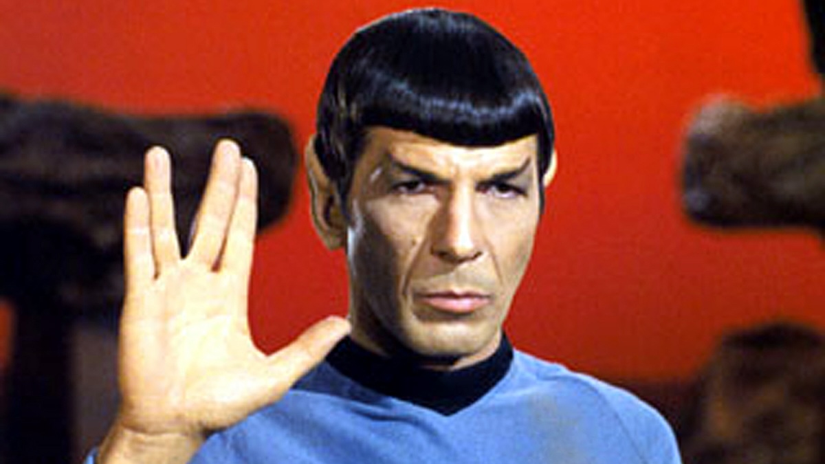 STAR TREK, Leonard Nimoy, on Vulcan, giving the 'Live Long & Prosper' salute, in Ep#34: 'Amok Time' 9/15/67.