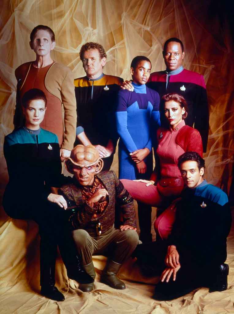 STAR TREK: DEEP SPACE NINE, clockwise from top left: Rene Auberjonois, Colm Meaney, Cirroc Lofton, Avery Brooks, Nana Visitor, Alexander Siddig, Armin Shimerman, Terry Farrell, 1993-99. 