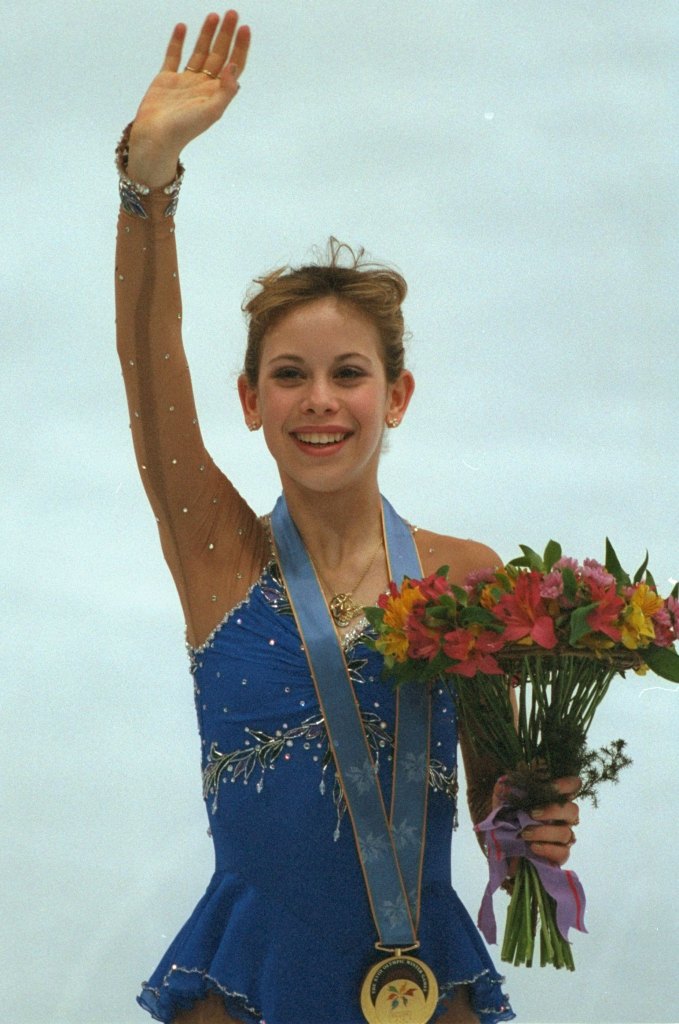 Tara Lipinski with her gold medal at the 1998 Winter Olympics