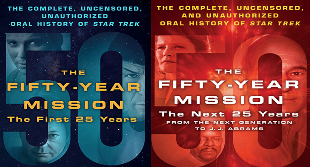Covers of the two-volume 'The Fifty-Year Mission'