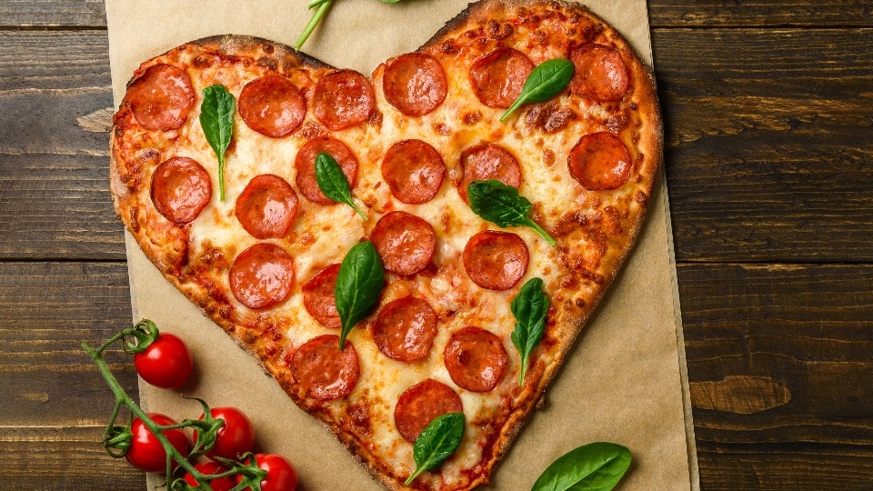 Heart-shaped pizza